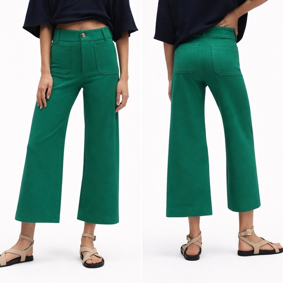 Maeve Pants - Anthropologie Maeve The Colette Cropped Wide Leg Pants Kelly Green 30